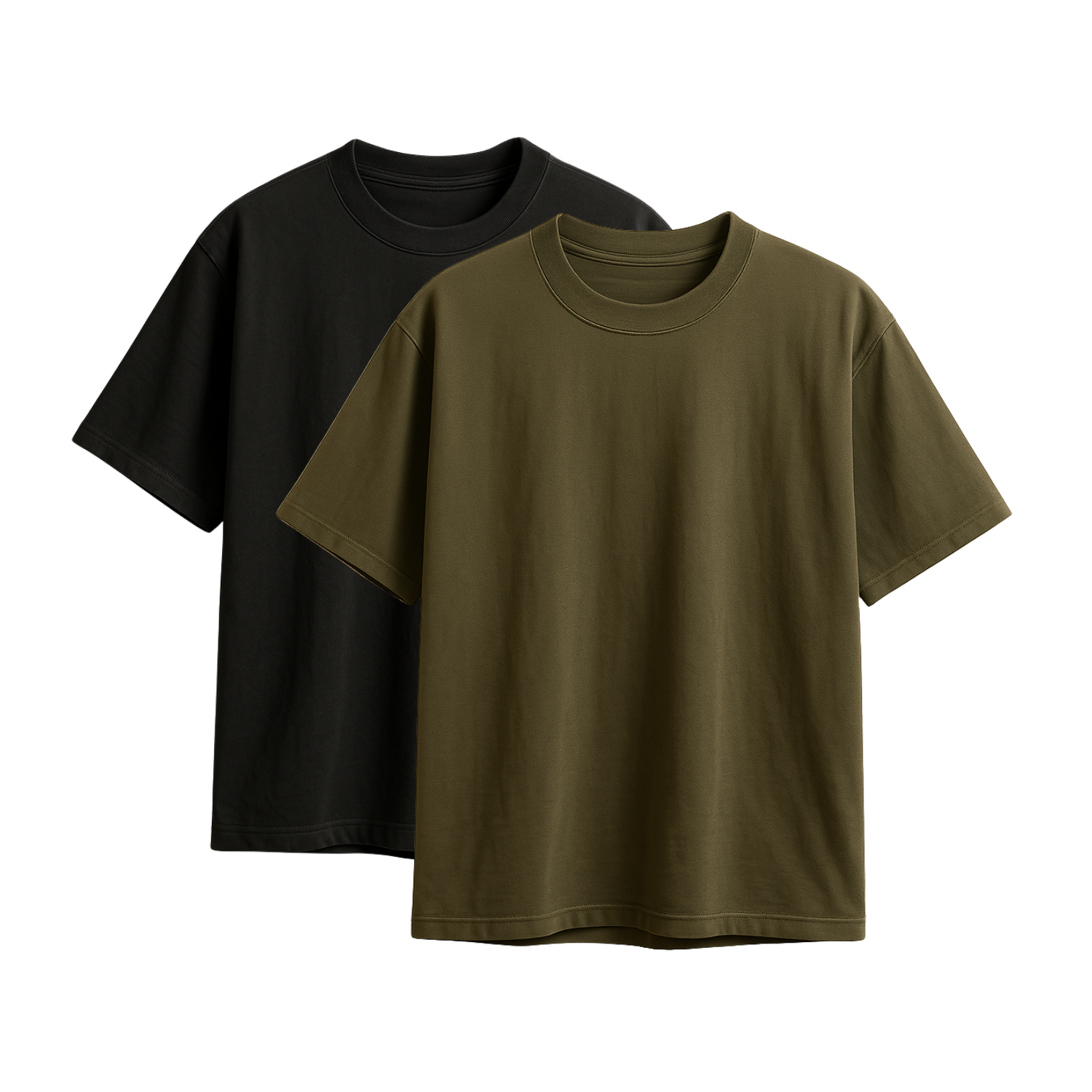 KIT 2 Camisetas Oversized Lisas HEND - Preta & Verde musgo